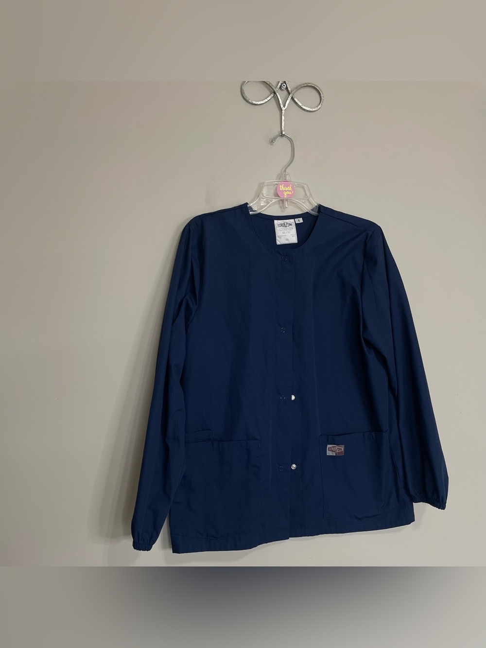 Scrub Zone Navy‎ Snap-Front Jacket by WonderWink ~ Sz Small Medical Staff